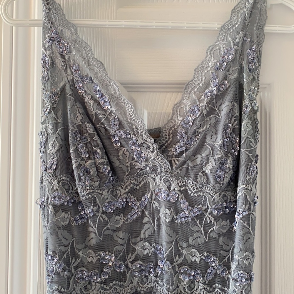Le Chateau Lace & Sequin Dress Grey Silver